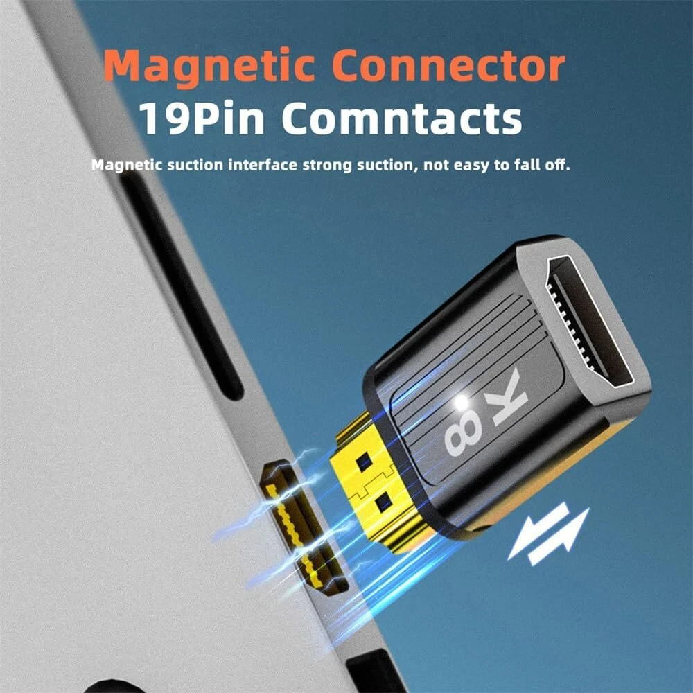 Cablecc hdmi 2.1 8k type a male to female magnetinis tiesus jungties vaizdo adapteris nešiojamam kompiuteriui hdtv