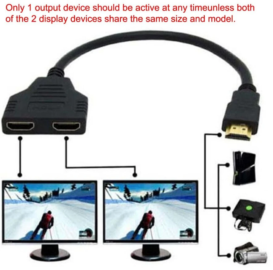 Cablecc hdmi jungtis (vyriška) į 2 hdmi jungtis (moteriška) 1 įvestis į 2 išvestis skirstytuvo kabelio adapterio keitiklis