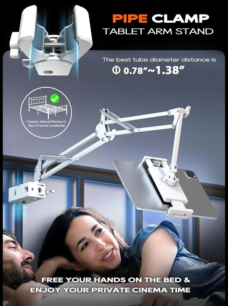 Cacencan planšetinio kompiuterio laikiklis lovai, planšetinio kompiuterio laikiklis, skirtas ipad laikikliui lovai, planšetinio kompiuterio stovas, universalus planšetinio kompiuterio laikiklis 360 laipsnių pasukimas, skirtas ipad/iphonex/ipad pro 4,5–13,