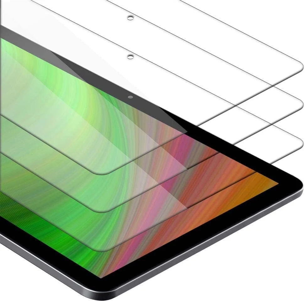 Cadorabo 3 x tabletės apsauginis stiklas, skirtas Huawei Mediapad T5 10 (10,1 colio) - 3 vnt. apsauginė plėvelė itin skaidri, tinkanti dėklams - grūdinto stiklo ekrano apsauginė plėvelė 9h atsparumo įbrėžimams