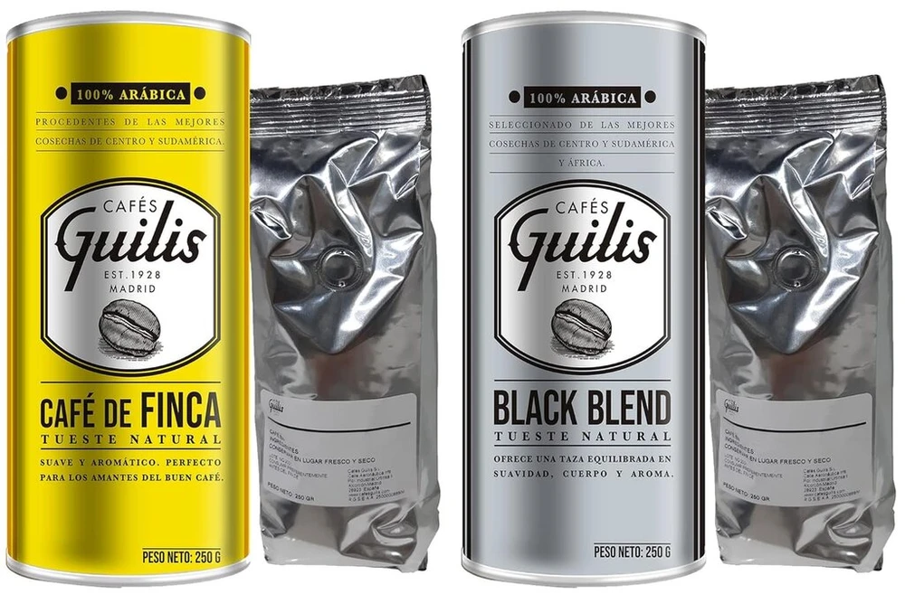 Kavamalė Cafes guilis desde 1928 amantes del cafe natūraliai skrudinta malta kava iš įvairių regionų – 4 skardinių pakuotė po 250 g