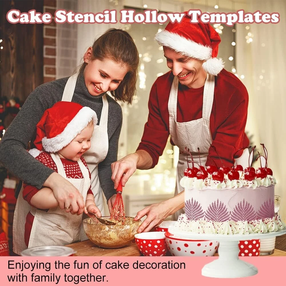 Cake Stencil, buttercream, 4 gražių ir daugkartinių tortų trafaretų rinkinys, tortų trafaretai, plastikiniai reljefiniai trafaretai tortų dekoravimui, dekoravimas