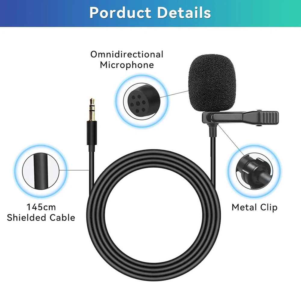 Automagnetola Camecho 3.5mm išorinis segamas mikrofonas automobilio pagrindiniam įrenginiui su bluetooth stereo radijo gps dvd su 3m tvirtinimo kabeliu mikrofonas