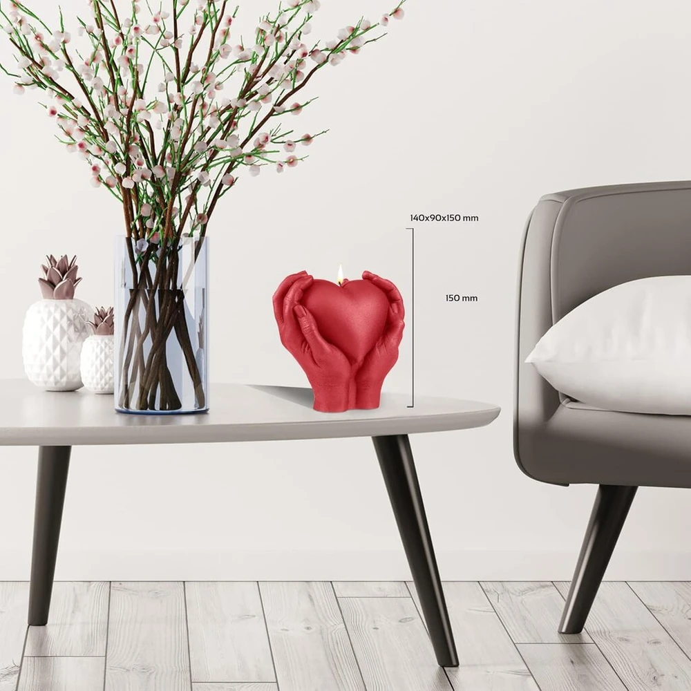 Candellana širdies formos žvakė aesthetic 140 x 90 x 150 mm - kerzen aesthetic 3d - candles aesthetic hand - dekoratyvinės žvakės dovana - aesthetic candle - dekokerze - kerze dekorativ - candle decoration