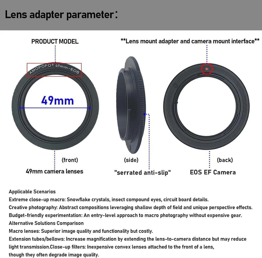 Objektyvas Canon Adapteris 49 mm makro atvirkštiniam objektyvo tvirtinimui Eos
