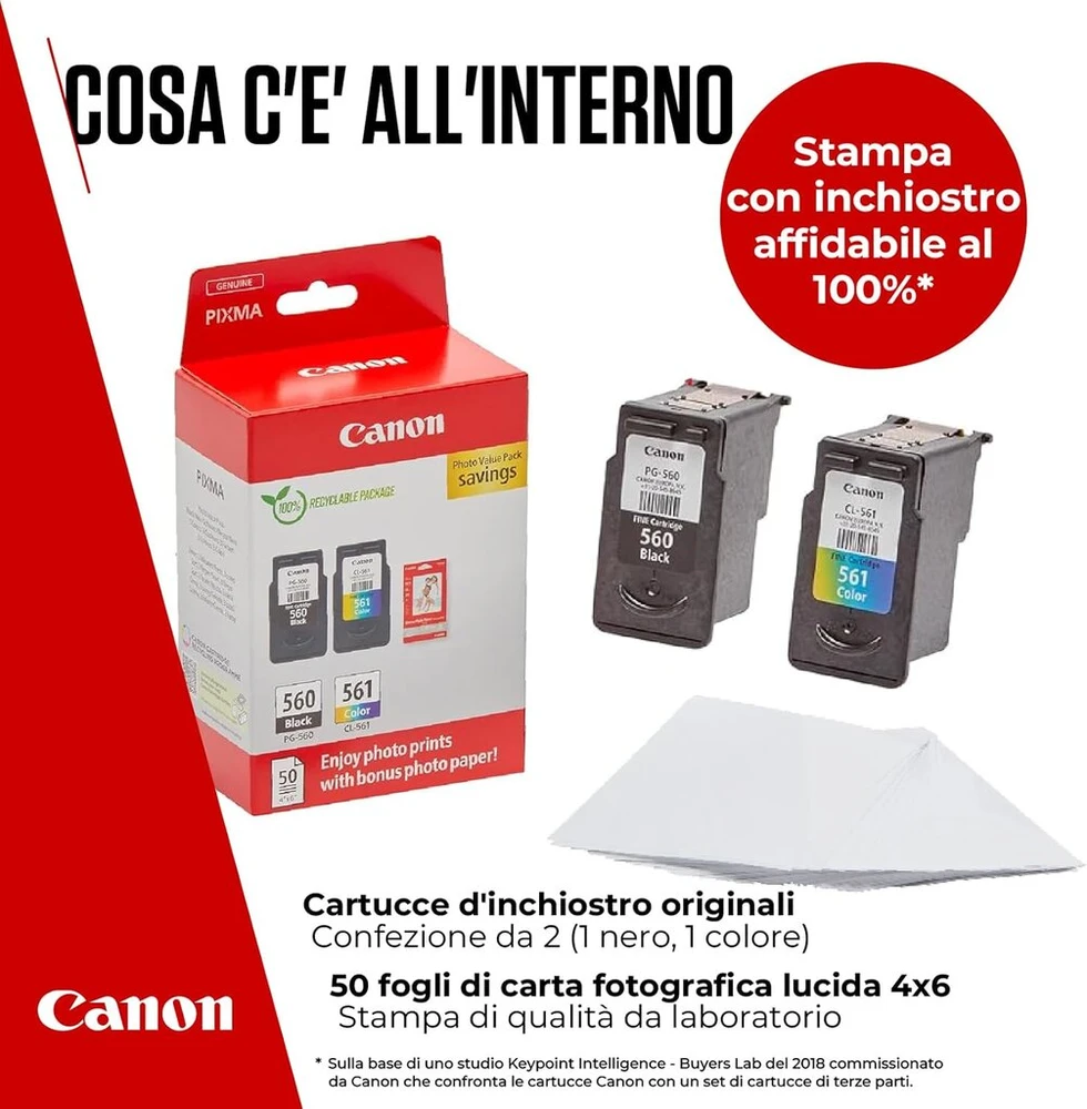 Canon Pg-560/cl-561 Rašalo Kasetės su 50 lapų Nuotraukų Popieriaus