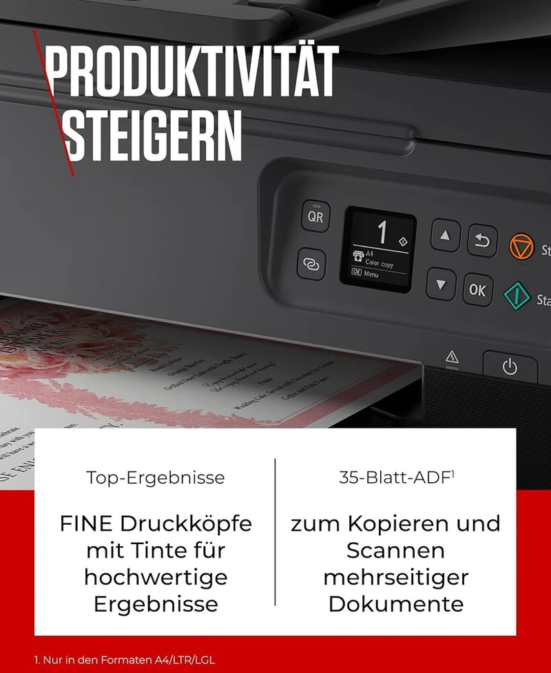 Canon Pixma Ts7450i daugiafunkcis spausdintuvas 3-in-1 rašalinis, spausdinimas, kopijavimas, skenavimas, A4, 35 lapų Adf, Oled, Wi-fi, dvipusis spausdinimas, 2 popieriaus dėklai, suderinamas su Pixma Print Plan prenumerata