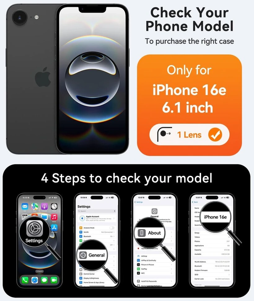 Canshn dėklas, skirtas iphone 16e su kameros apsauga, skirtas magsafe (aukščiausia karinė apsauga ir magnetinė jėga), itin patvarus dėklas, skirtas iphone 16e, atsparus smūgiams, ryškiai rožinis