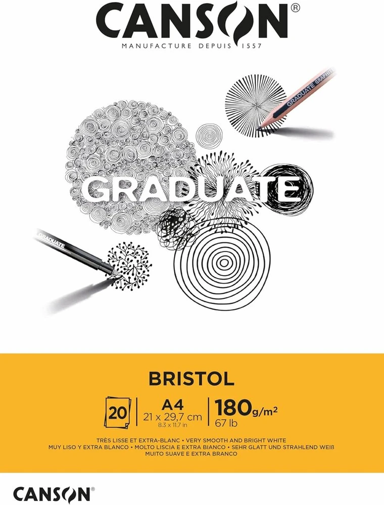 Canson Bristol popierius A4, 20 lapų, 180 g/m²