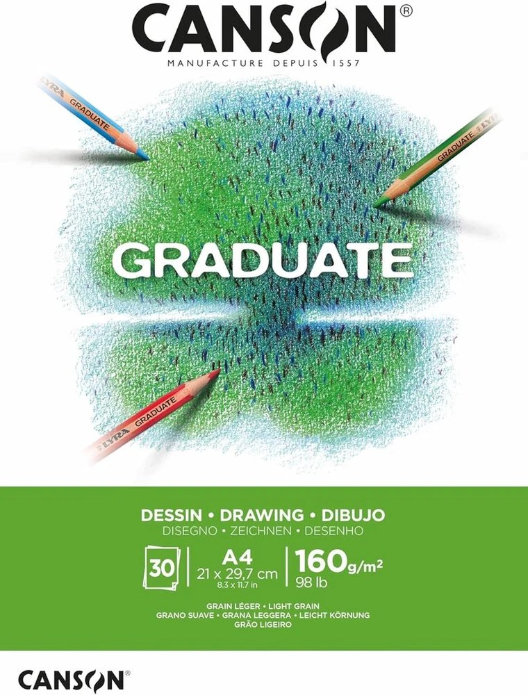 Canson Graduate piešimo popierius A4, 160 g/m², 30 lapų