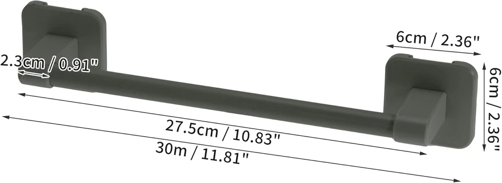 Capastec lipnus rankšluosčių laikiklis, 30 cm rankšluosčių laikiklis, sieninis svečių rankšluosčių laikiklis klijuojamas vonios kambariui, miegamajam, virtuvei, pilkas