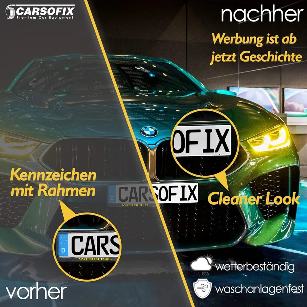 Carsofix© berėmis valstybinio numerio laikiklis su itin tvirtu sukibimu – numerio laikiklis bet kuriam automobiliui – nematomas numerio laikiklis su velcro – itin tvirtas ir atsparus oro sąlygoms