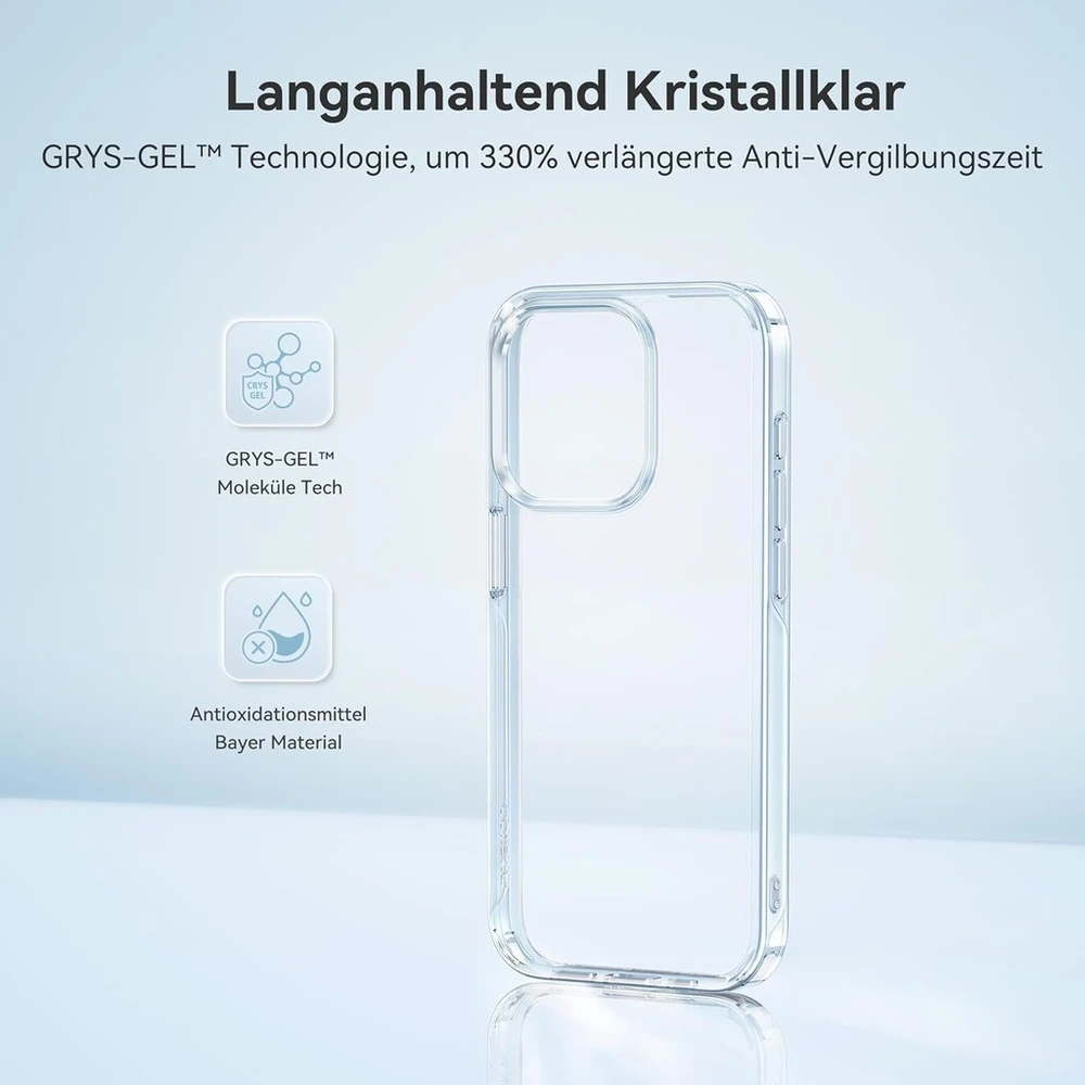 Casekoo crystal clear dėklas, skirtas iphone 14 pro, niekada negelstantis, nesunaikinama karinė apsauga, atsparus smūgiams, atsparus įbrėžimams, apsauginis dėklas, plonas mobiliojo telefono dėklas, skaidrus