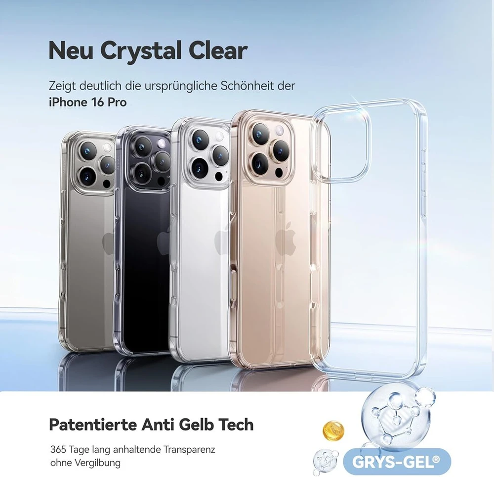 Casekoo skaidrus dėklas, specialiai sukurtas iphone 16 pro [niekada negelsta] [nesunaikinama karinė apsauga] smūgiams atsparus įbrėžimams atsparus apsauginis skaidrus plonas mobiliojo telefono dėklas