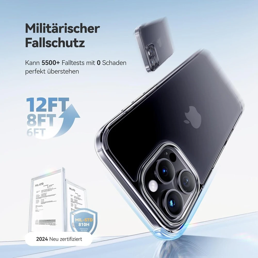 Casekoo skaidrus dėklas, specialiai sukurtas iphone 16 pro [niekada negelsta] [nesunaikinama karinė apsauga] smūgiams atsparus įbrėžimams atsparus apsauginis skaidrus plonas mobiliojo telefono dėklas