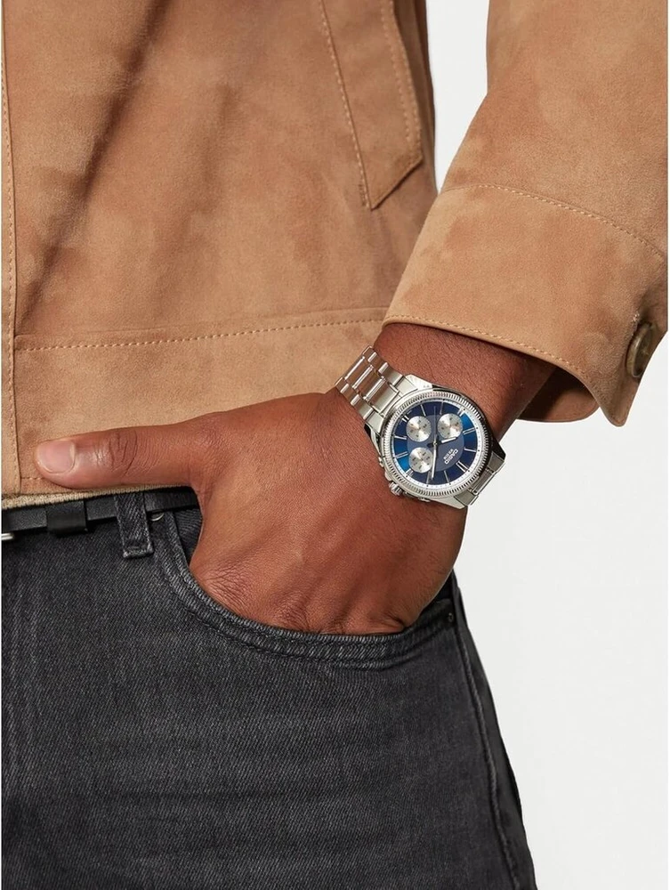 Casio Mtp-1375pd-2a1vef sidabro apyrankė, mėlynas ciferblatas