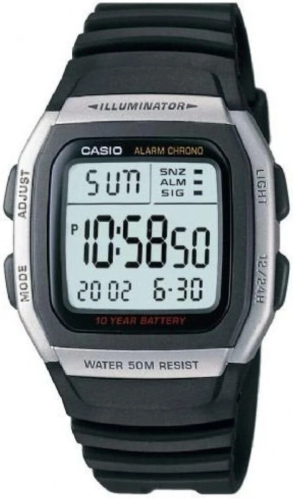 Casio W-96h-1aves skaitmeninis laikrodis su plastikine apyranke