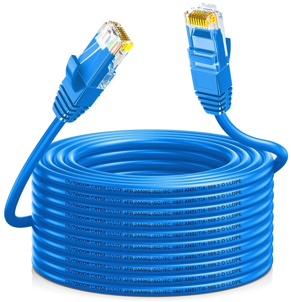 Cat 6a lauko lan kabelis, 30 m tinklo kabelis, lauko vandeniui atsparus tiesioginio įkasimo lldpe ethernet kabelis - 24awg 10gbps 500mhz didelio greičio gigabitinis wifi kabelis