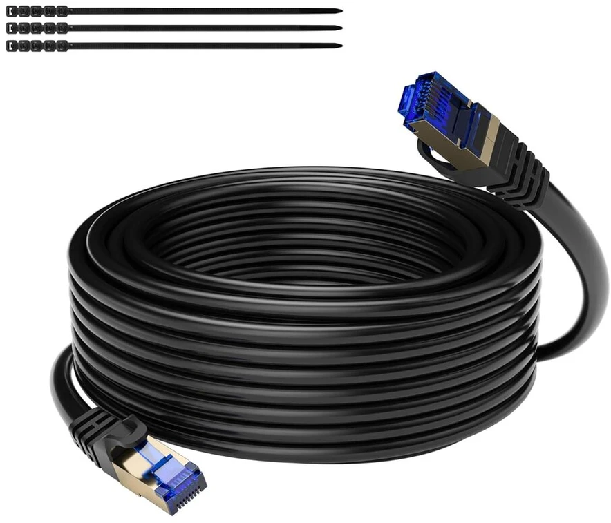 Cat 7 100m Vandeniui atsparus tinklo kabelis su Rj45 jungtimis