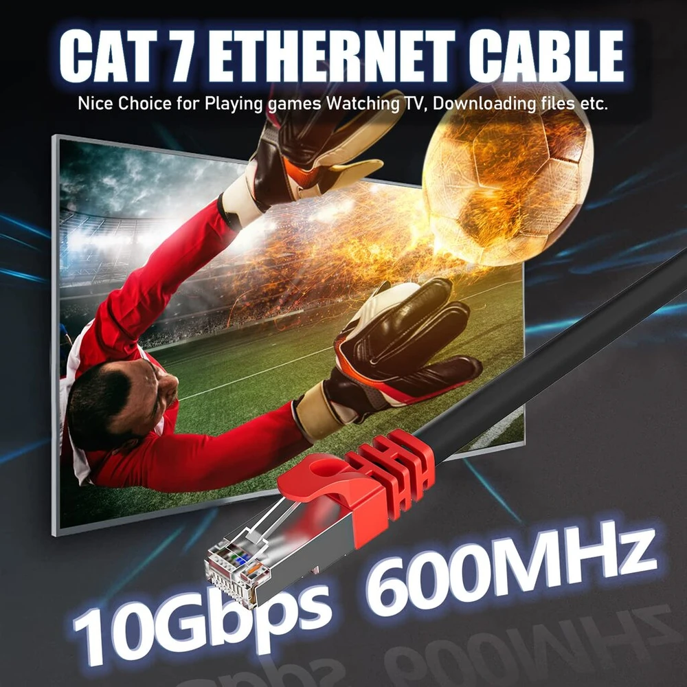 Cat 7 Ethernet tinklo kabelis 50 m, Sftp, 10 Gbps, juodas