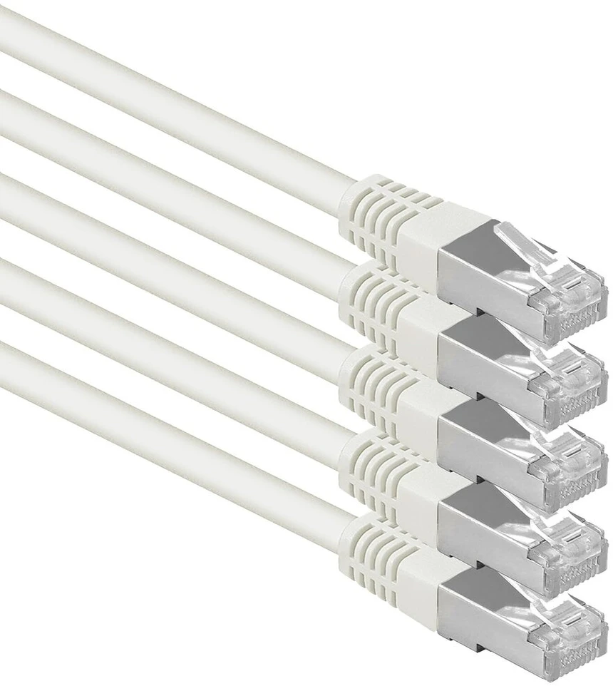 Cat6 ethernet lan patch cord tinklo kabelis cat 6 - 1m baltas - 5 vnt sftp pimf lszh varinis