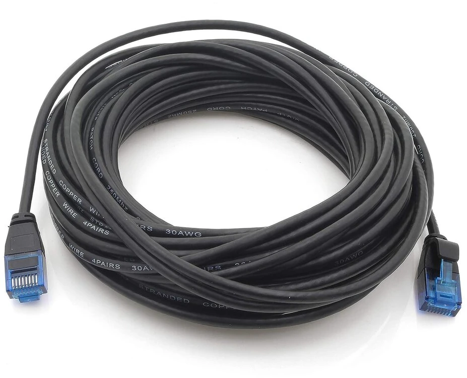 Cat6 tinklo kabelis 3m, juodas, plonas ir lankstus, 1000 Mbit/s