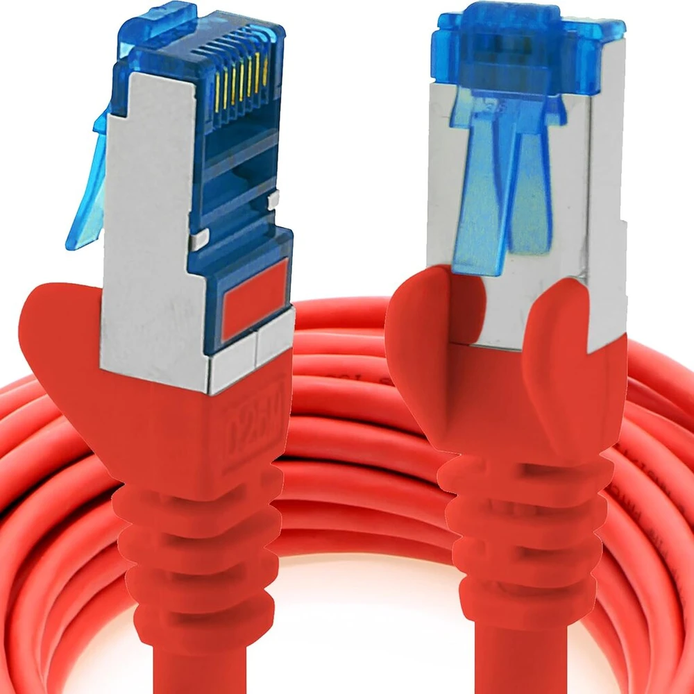 Cat6a tinklo kabelis 1m raudonas Sftp Pimf 10000 Mbit/s