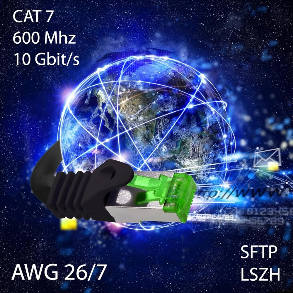 Cat7 tinklo kabelis - cat 7 ethernet kabelis, tinklo / interneto / dsl / modemo / maršrutizatoriaus / hub patch kabelis, lan kabelis, raw kabelis, 10 gb/s (s-ftp pimf), patch kabelio rinkinys su rj 45 jungtimi, cat.6a