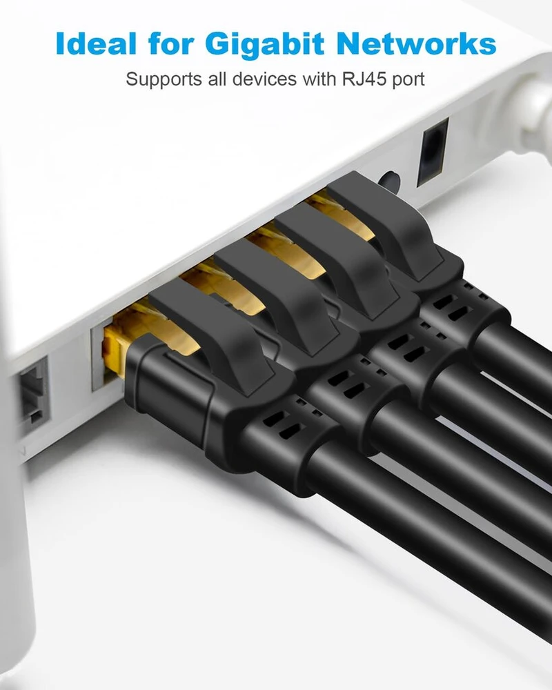 Cat8 Ethernet kabelis 40 Gbps, 2000 Mhz, juodas, 0.5 m (2 vnt.)