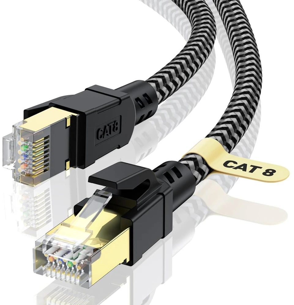 Cat8 Ethernet tinklo kabelis, 7m, 40gbps, 2000mhz, S/ftp, Rj45