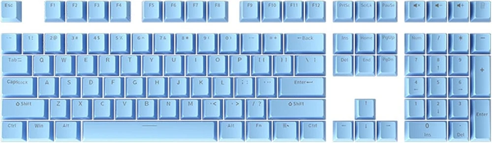 Catekro klavišų gaubteliai, standartinis doubleshot abs klavišų gaubtelių rinkinys, oem profilis, permatomi klavišų gaubteliai "pasidaryk pats" mechaninei klaviatūrai (mėlyna-abs)