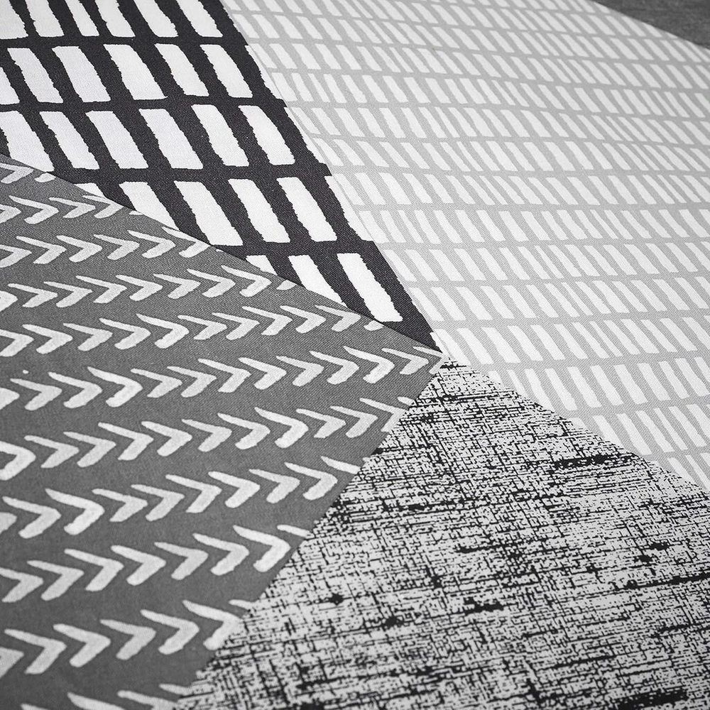 Patalynės komplektas Catherine Lansfield Larsson Geo Pilkas patalynės užvalkalų komplektas 160 x 200 + 50 x 80 cm