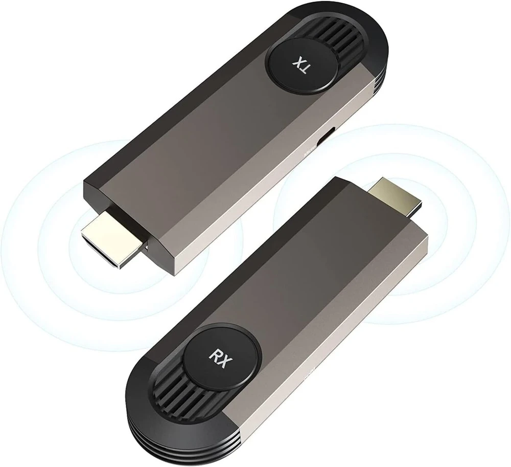 Catmart belaidis hdmi siųstuvas ir imtuvas - hd 1080p belaidė pristatymo įranga hdmi adapteris palaiko 2.4/5ghz, skirtas ultra hd vaizdo/garso srautiniam perdavimui iš nešiojamojo kompiuterio, kompiuterio į hdtv/projektorių