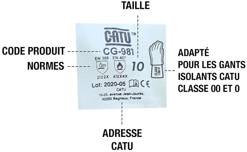 Catu cg-981-10 odinės pirštinės žemos įtampos izoliacinėms pirštinėms, dydis 10, 315 mm ilgio
