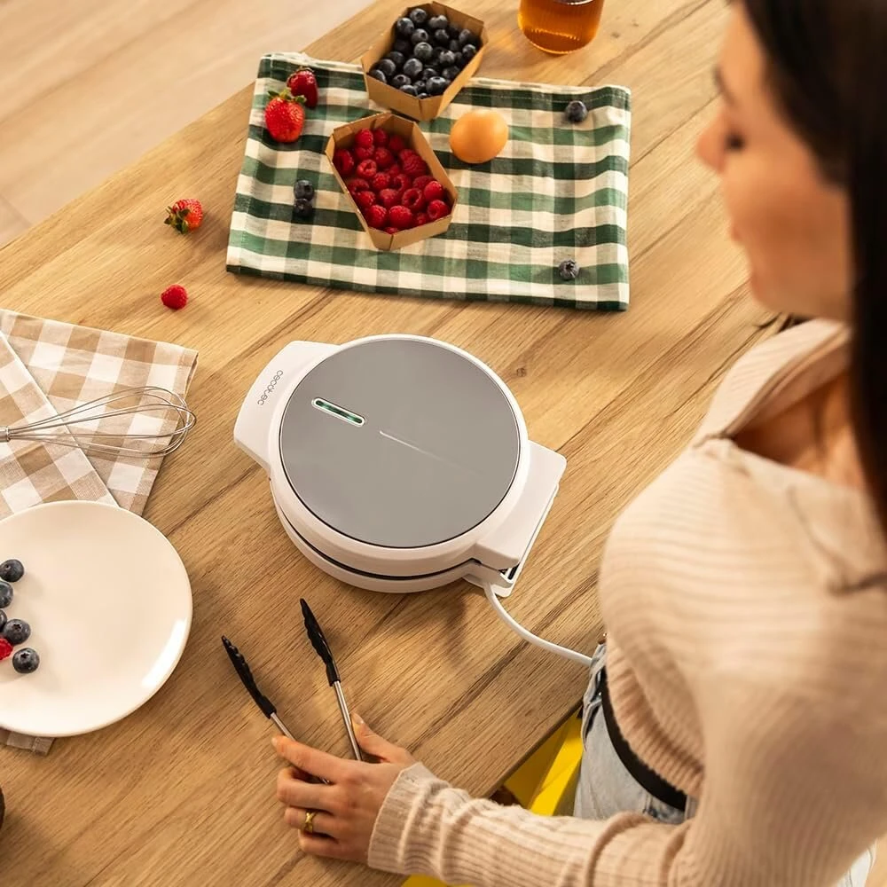 Cecotec Fun Gofrestone apvali elektrinė vaflinė, 1000 W, nerūdijančio plieno paviršius, 1-5 vafliai, širdelės formos arba 1 didelis vaflis, nelimpanti danga, tolygus kepimas, šviesos indikatorius