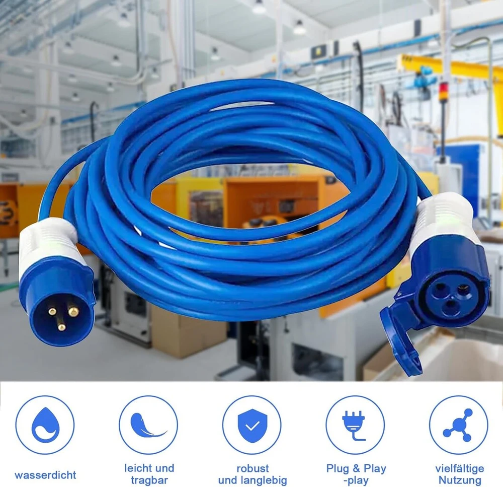 Cee adapterio kabelis karavanui, kempingui cee adapterio kabelis, cee kabelis, ilginamasis kabelis naudojimui lauke, cee jungtis schuko kištukas, 230 v 16 a (3m)
