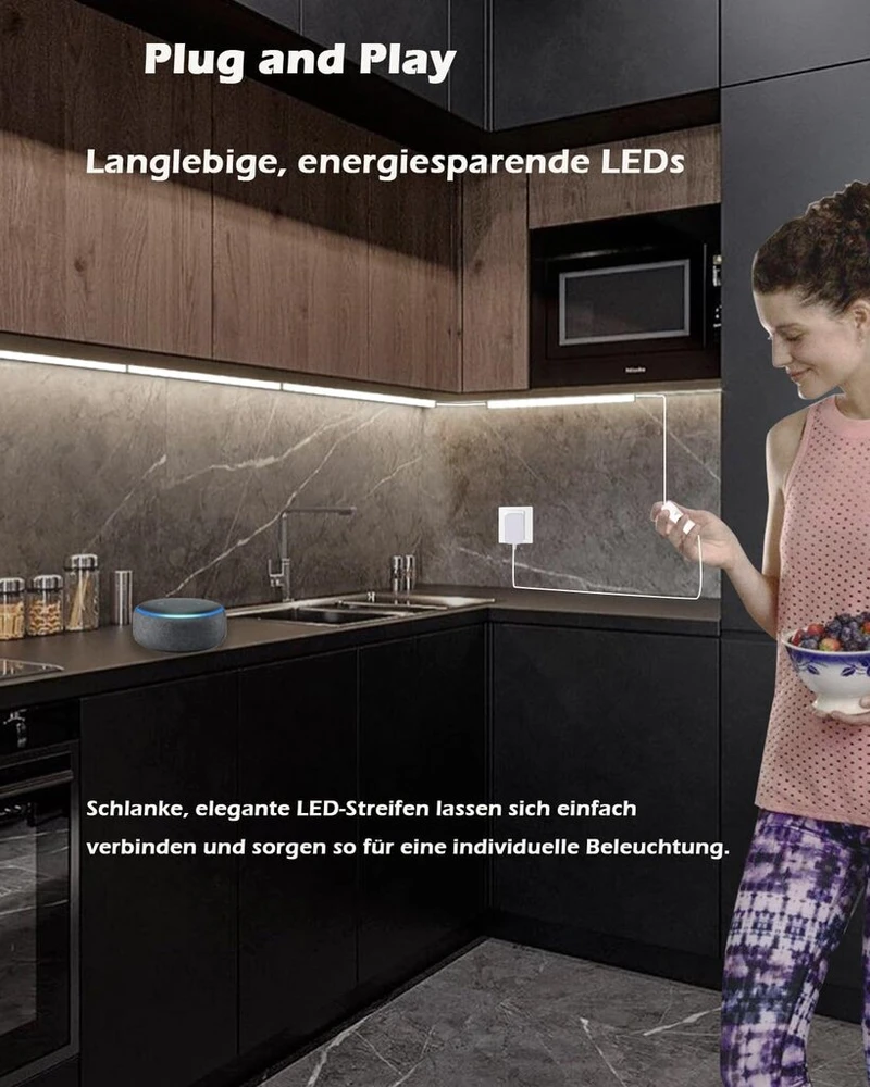 Cefrank išplečiamos led juostos vitrinoms, 6 vnt., 30 cm - eu kištukas - vientisos jungiamos led juostos spintelėms - šiltai balta 3000k