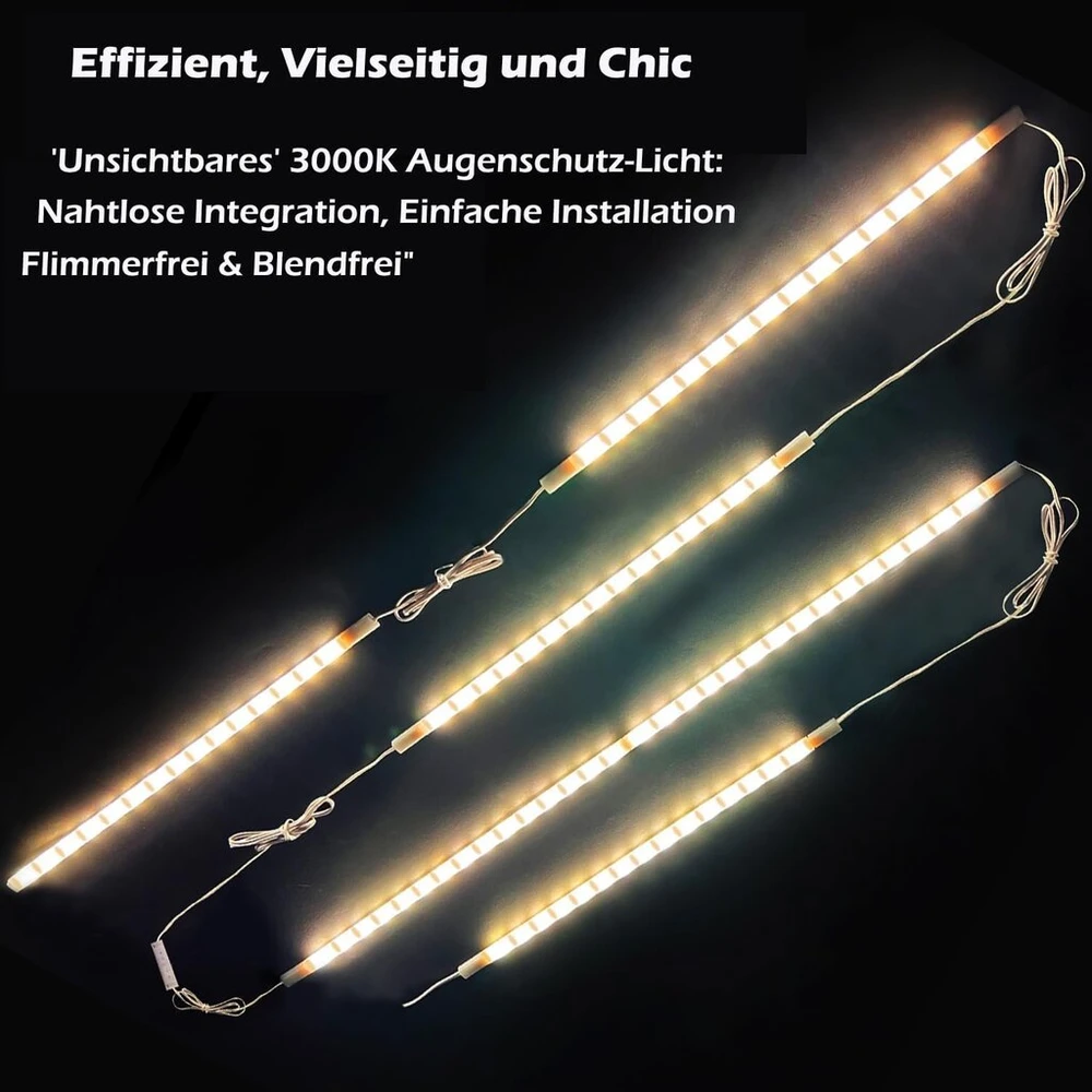 Cefrank išplečiamos led juostos vitrinoms, 6 vnt., 30 cm - eu kištukas - vientisos jungiamos led juostos spintelėms - šiltai balta 3000k