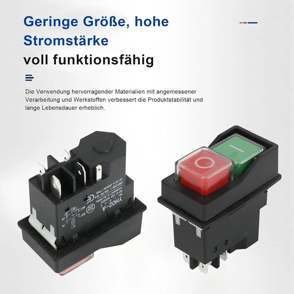 Ceiever Yh02-a 5 kontaktų vandeniui atsparus elektromagnetinis mygtukinis jungiklis, Ac250v 16a magnetinis starterio įrankio saugos jungiklis elektrinis cemento betono maišyklės jungiklis mašinai Ip55
