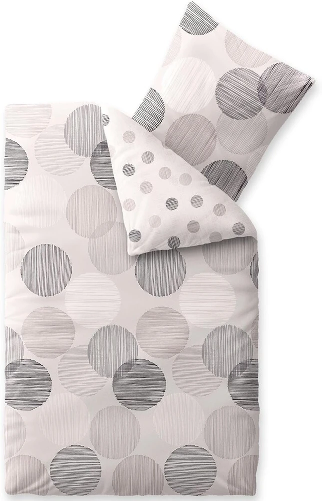 Celinatex Touchme flanelinis patalynės komplektas, 155 x 220 cm, 2 dalių medvilninis antklodės užvalkalų rinkinys, patalynės komplektas vasarai ir žiemai, tinkamas naudoti ištisus metus, lengva priežiūra, filia dots, smėlio/balta/pilka/antracito