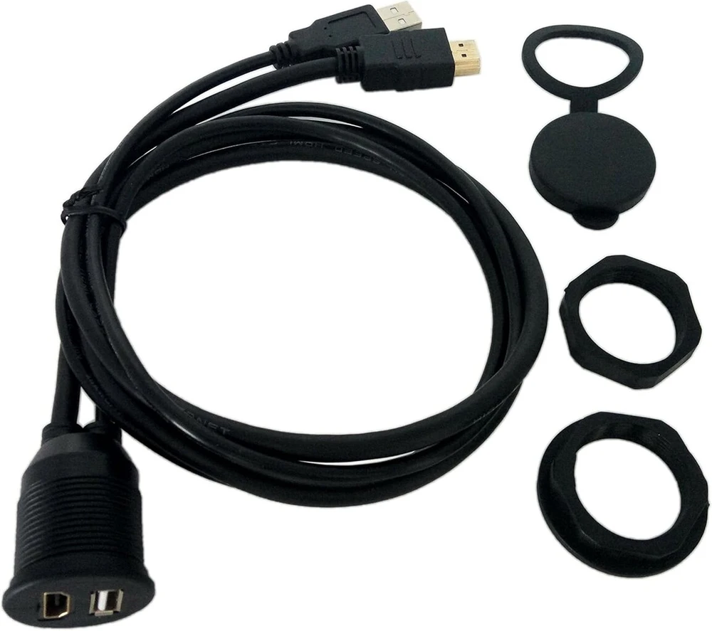 Cerrxian 1 m usb ir hdmi prailginimo prietaisų skydelio įleidžiamas kabelis automobiliui, valčiai ir motociklui