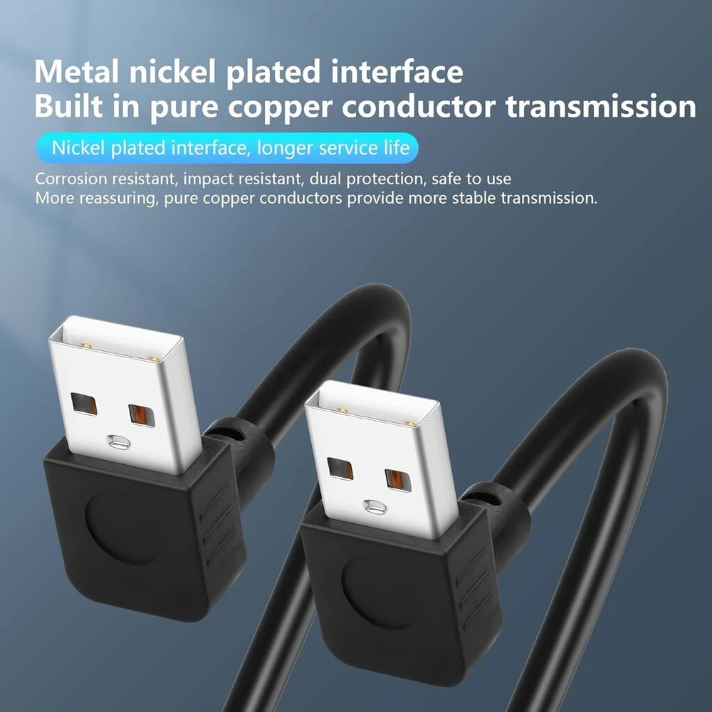 Cerrxian 2 vnt. trumpas 4 kontaktų plikas Usb A Male kabelis, 90 laipsnių 24awg Usb 2.0 Male į pliką kabelį, atviro galo maitinimo ir duomenų pakeitimo remonto ilgintuvas, 0,5 m (up)