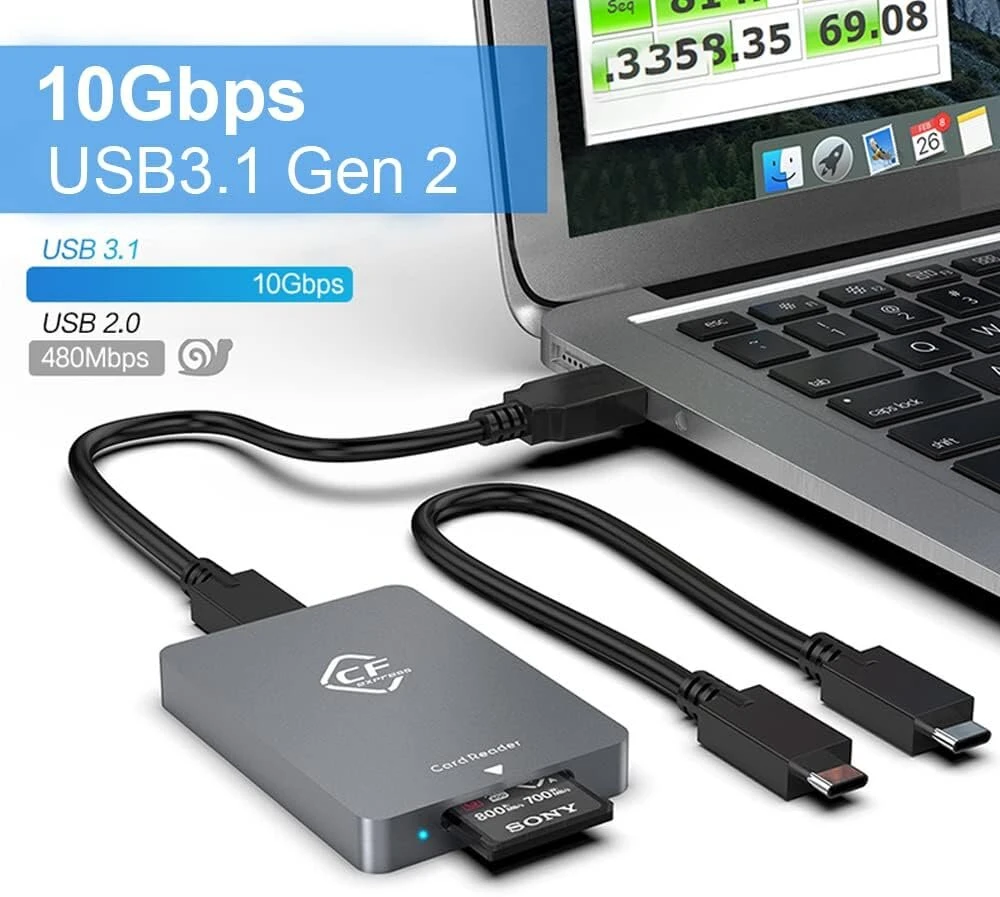 Cfexpress kortelių skaitytuvas, 10gbps Usb 3.2 Gen 2, Type B