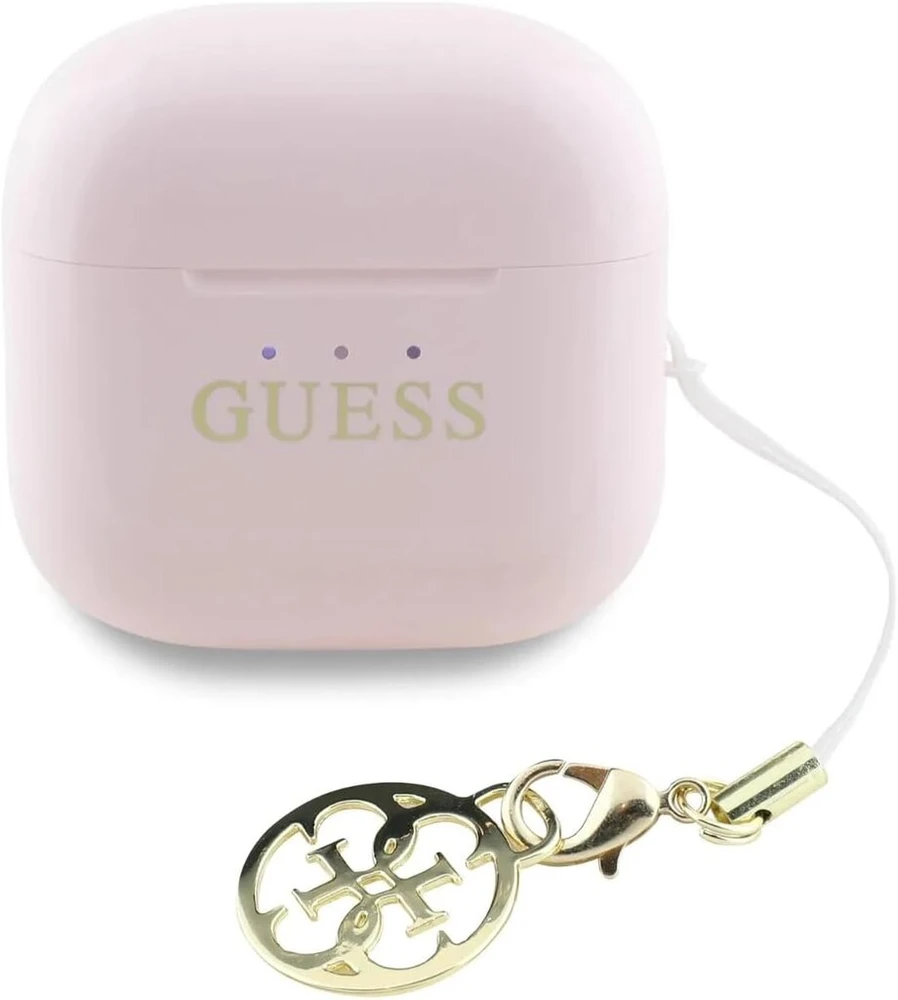 Cg Mobile Guess Charm Tws belaidės ausinės su blizgesio efektu ir klasikiniu logotipo atspaudu - rožinės