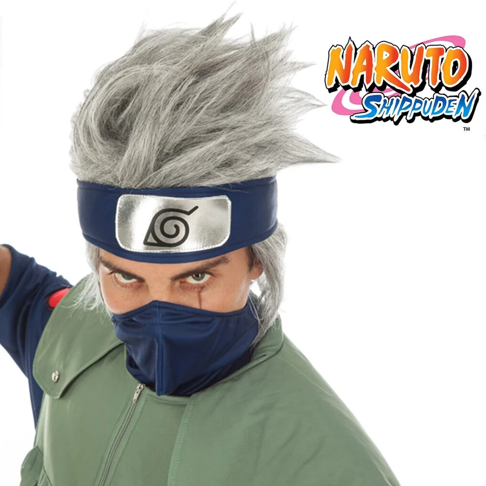 Chaks Naruto perukas Kakashi Hatake kostiumo aksesuaras, pilkas