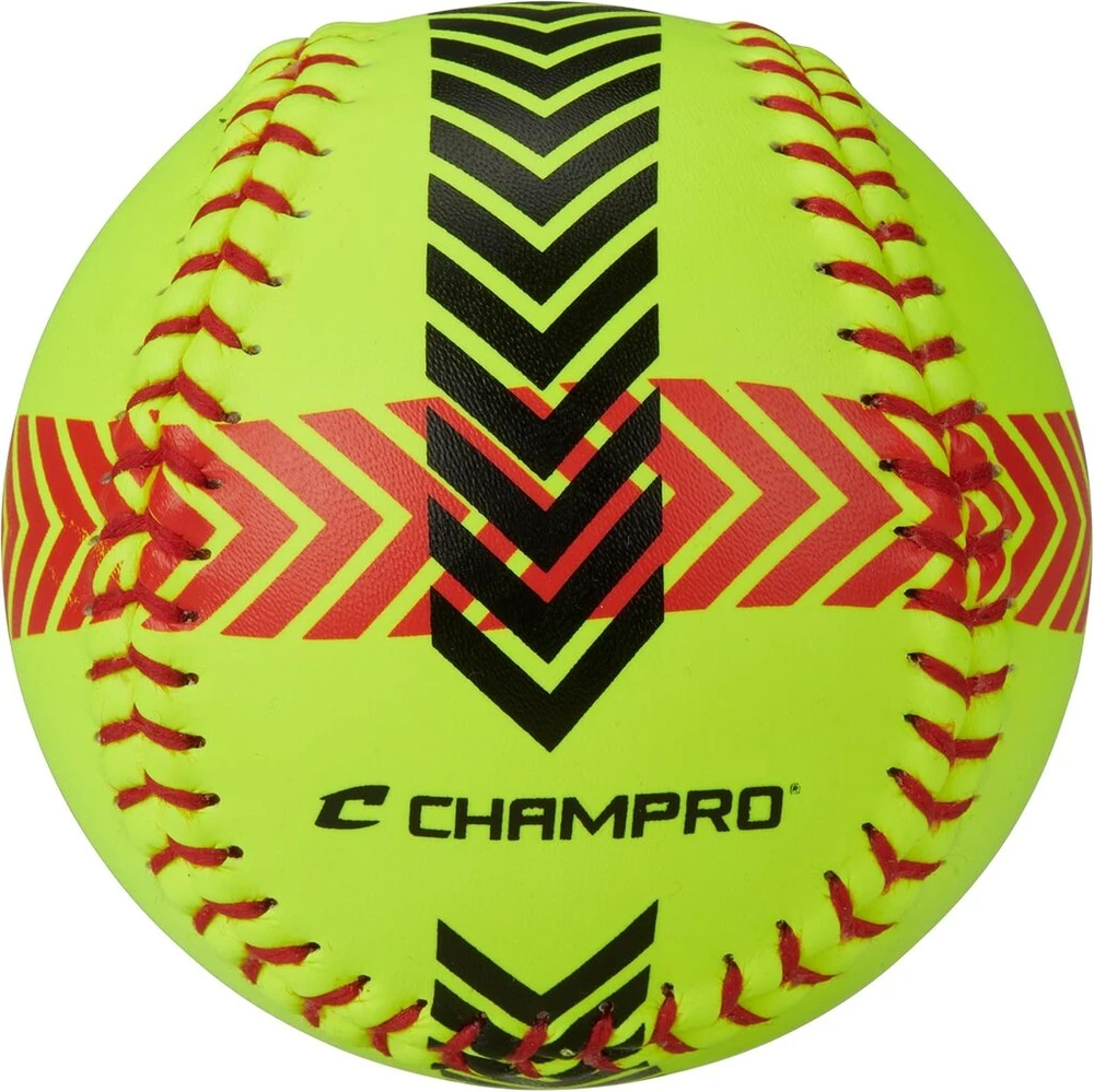 Champro dryžuotų treniruočių softbolo kamuoliukų rinkinys (optinė geltona, 12 colių)