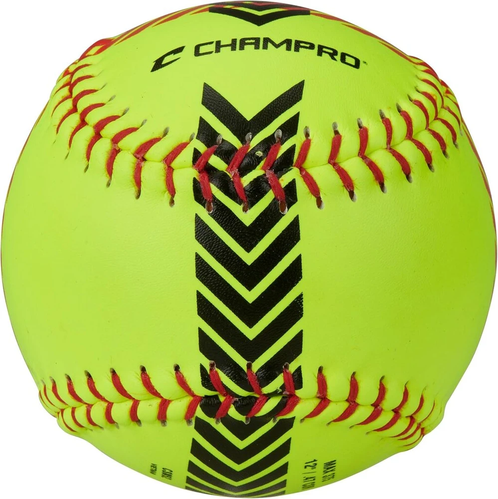 Champro dryžuotų treniruočių softbolo kamuoliukų rinkinys (optinė geltona, 12 colių)