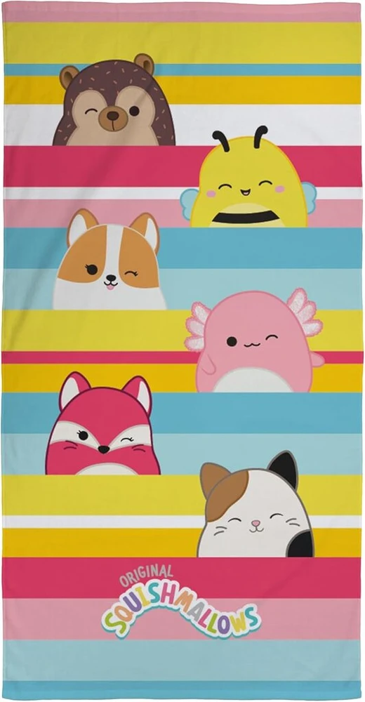Character World Official Squishmallow vaikiškas rankšluostis | itin minkštas dryžuotas dizainas
