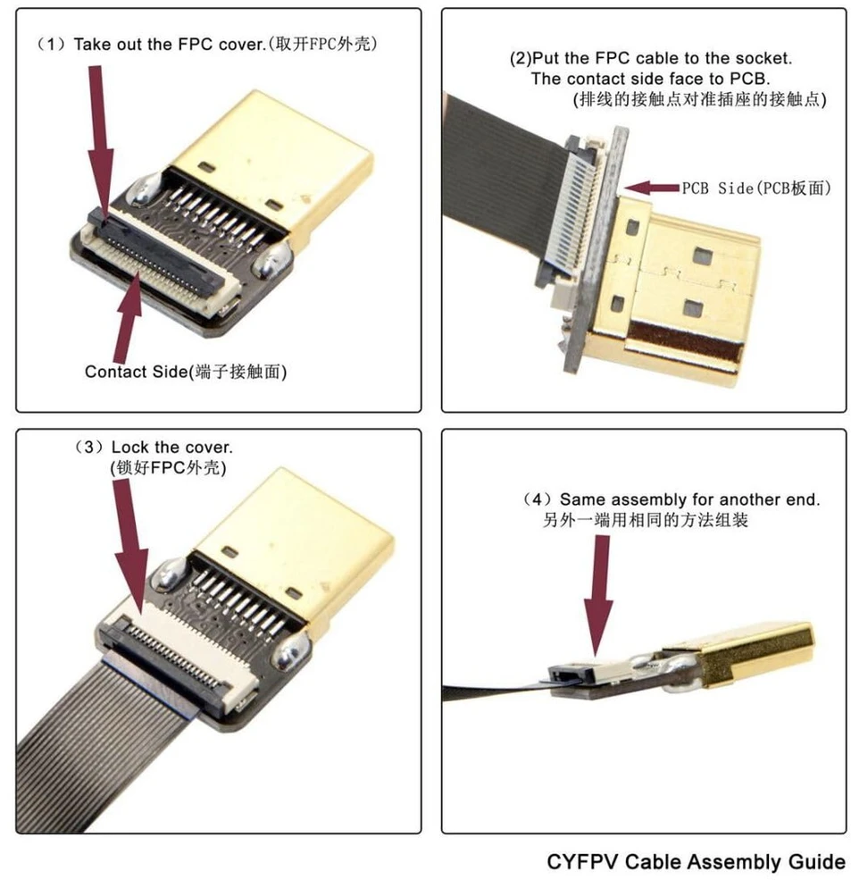 Chenyang Cyfpv Micro Hdmi jungtis (vyriška) į Hdmi jungtį (moteriška) Fpc plokščias kabelis 1080p, skirtas Fpv Hdtv multikopteriui, aerofotografijai, 0,5 m