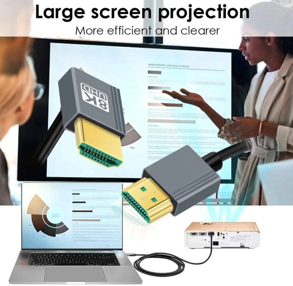 Chenyang Hdmi 2.1 Spiralinis Kabelis 1m, 90° Kampas, 8k 60hz, 4k 120hz